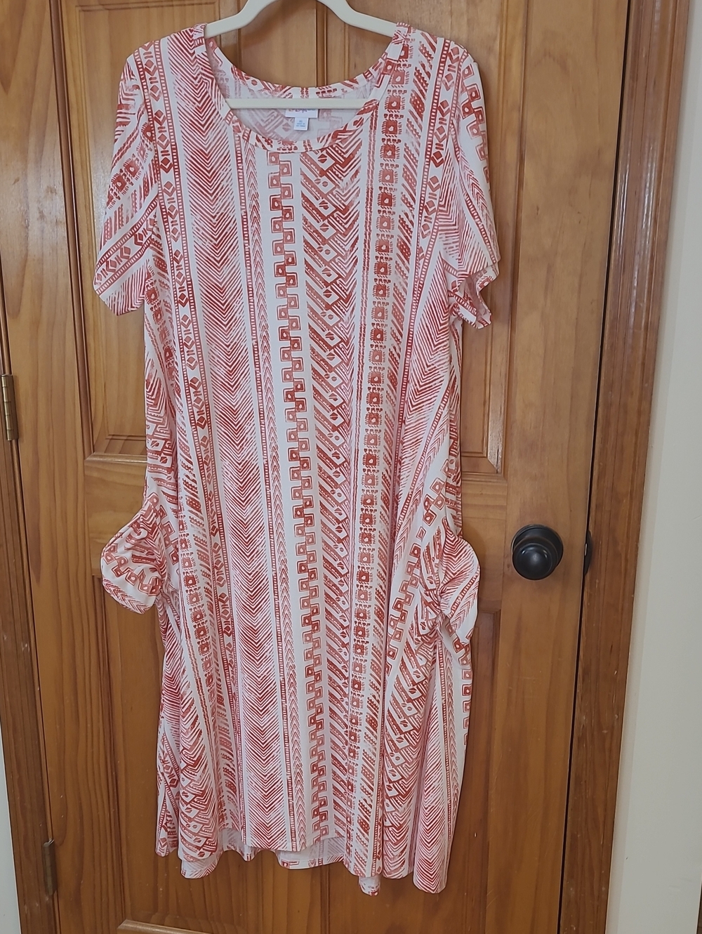 LuLaRoe Red and White Printed Midi Dress